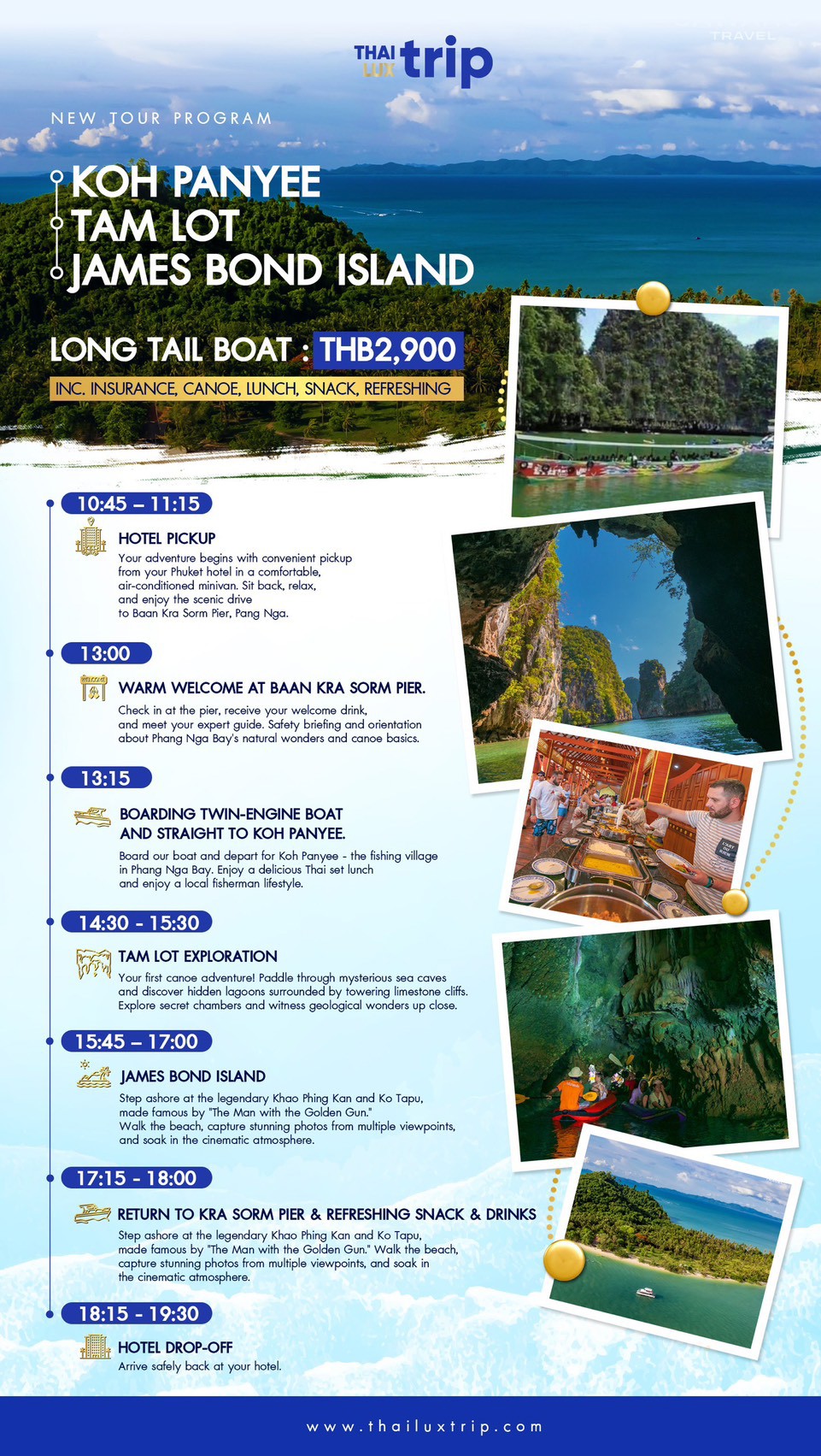 Long Tail Boat - Koh Panyee (lunch), Tam Lot, James Bond Island