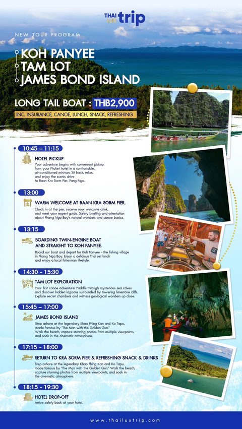 Long Tail Boat - Koh Panyee (lunch), Tam Lot, James Bond Island